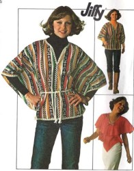 7706 JIFFY PULLOVER CAFTAN TOP, PONCHO PATTERN MD